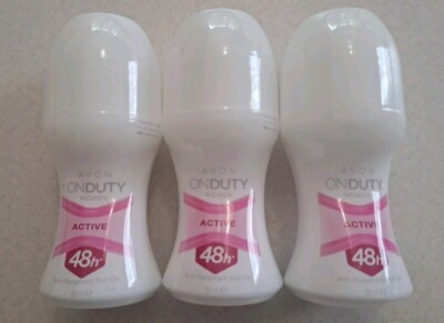 3 x Avon On Duty Women Active Roll-On Anti-Transpirant Deodorant 48h