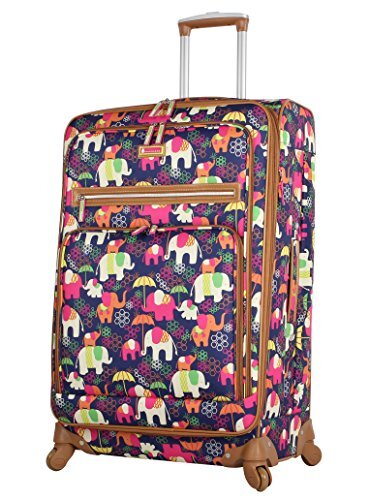 Lily Bloom Luggage Large Expandable Design Pattern Suitcase With Spinner Wheels 