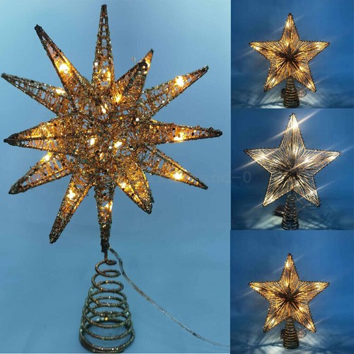Christmas Tree Topper Star Shape with LightVintage Tree Topper Decoration Gift - Picture 3 of 20