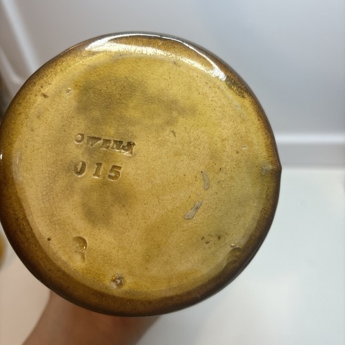 OWENS Ohio Art Pottery Vase Orange Floral marked OWENS 015 About 14 Inches Tall - Picture 12 of 15
