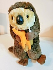 WILDLIFE ARTIST 14" Brown Otter with Shiny Orange Sea Star Plush Stuffed Animal