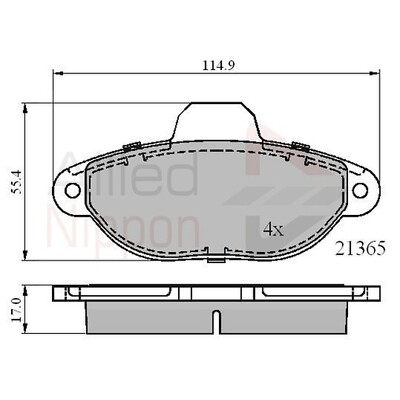 Allied Nippon ADB0509 Front Brake Pad Set For Fiat Cinquecento Panda Punto 92-On