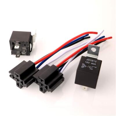 ARTGEAR JD1912 Car Relay Harness 12V 40A 4 Pin SPST Harness Sockets With Color Labeled Wires For Automotive Truck Van Motorcycle Boat Pack Of 2