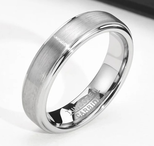 WOLFRAM / Carbid / Tungsten *** Schlichter  Bandring, matt, 5 mm breit, Gr. 62 - Picture 1 of 5