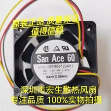 SANYO 109R0612J401 6025 DC12V 0.47A 6CM 3-Wire Silent Cooling Fan