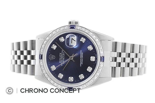 Rolex Herren Datejust Blau Diamant Saphir 18K Weißgold & Edelstahl Uhr - Bild 6 von 9