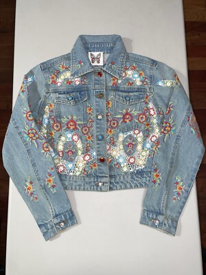 Meghan Fabulous Women's Dixie Embroidered Denim Jacket S/M