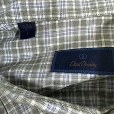 David Donahue Shirt Adult Large Green Blue Check Long Sleeve Button Up Men's