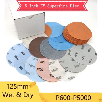 5 inch Wet & Dry Sanding Discs 125mm Orbital Sandpaper Pads Hook&Loop P600-P5000