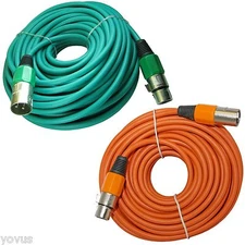 Pair 2 mixed color balanced shielded 3pin XLR mic microphone audio cables cords