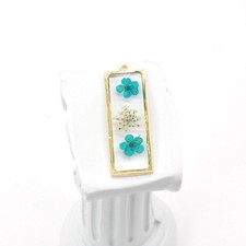 4PCS Gold Tone Real Dried Daffodil Flower Resin Rectangle Charm GYX2908