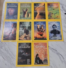 National Geographic Miscellaneous Lot: 10 Issues From Various Years No Duplicate
