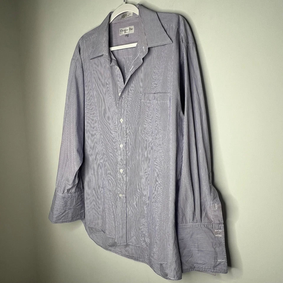 Camisa Christian Dior Vintage Rayas Púrpura Para Hombre Con Botones Talla Grande Foto 4 de 4