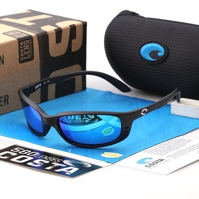 Costa Del Mar Brine Matte Black/Blue Mirror Polarzied Lenses Sunglasses 580p