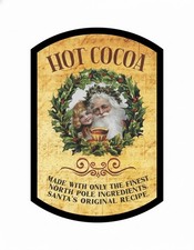 Hot Cocoa Santa Claus Recipe Christmas Bottle Label Die Cut Vinyl Sticker