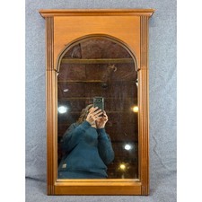 Vintage Wall Mirror Brown Arched Solid Wood C...