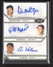 2013 Topps Tier One Al Kaline/Don Mattingly/Stan Musial Triple Auto /10 TV9579