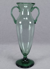 Vintage 20th Century Spanish Blown Green Glass 9 1/4 Inch Vase