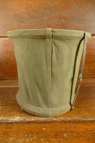 Vintage WW2 1940s US Army Military COLLAPSIBLE BUCKET Water Bag Canvas