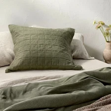 Standard Heavyweight Linen Blend Quilt Sham Olive Green - Casaluna