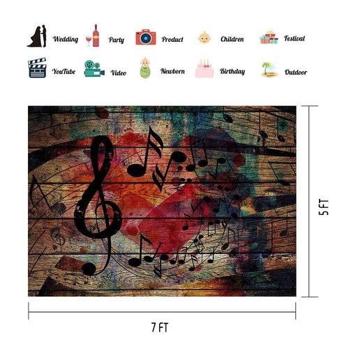 Music Notation Backdrop for Party Decorations 7x5ft, - Picture 4 of 9