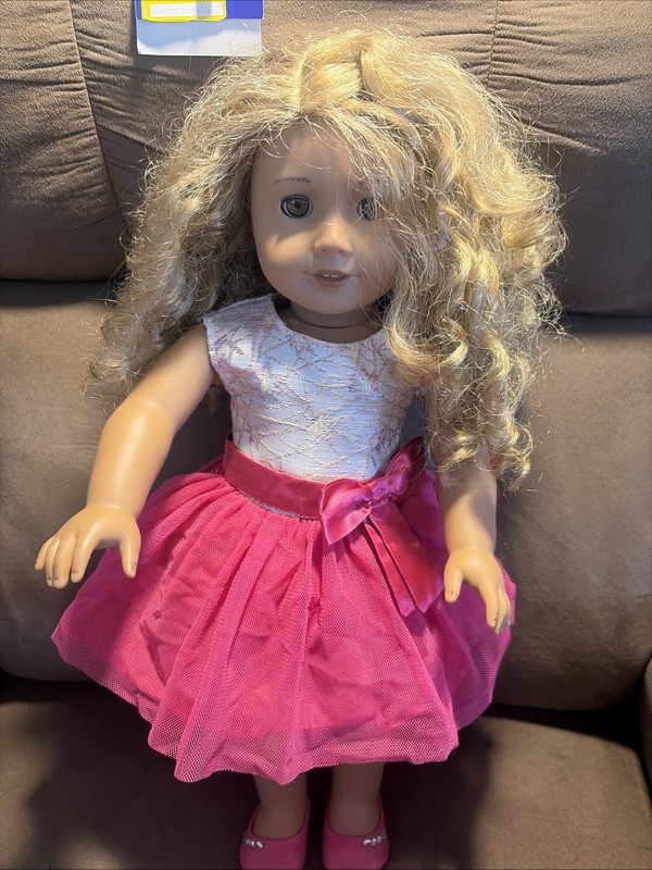 CYO American Girl Doll Blonde Curly Hair and Amber Colored Eyes With Outfit