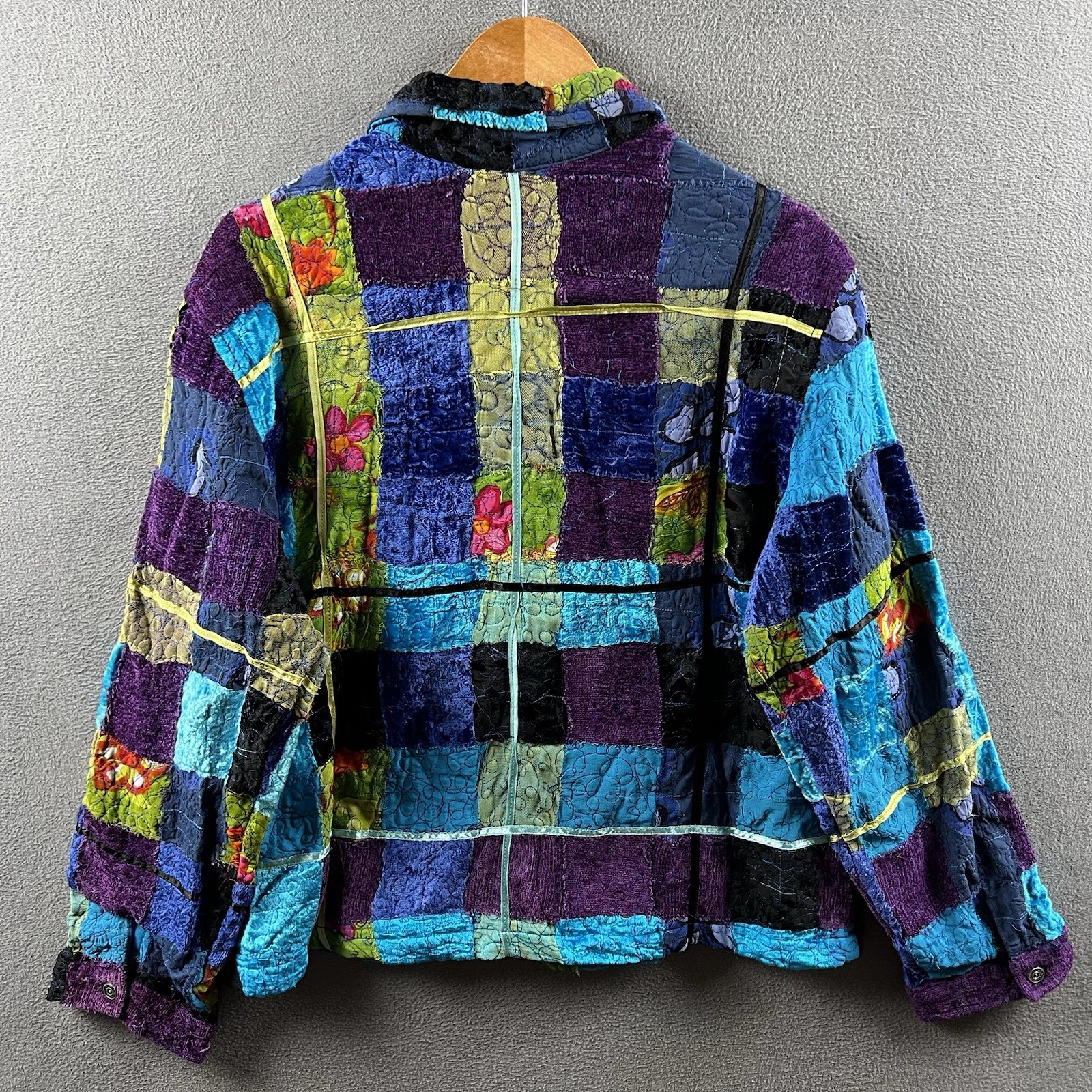 Chicos Jacket Size 3 Colorful Patchwork Floral 3D… - image 14