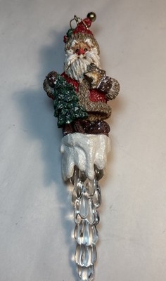 Vintage 1996 Santa Claus Icicle Christmas Tree Ornament Resin Plastic 6.5''Eikon