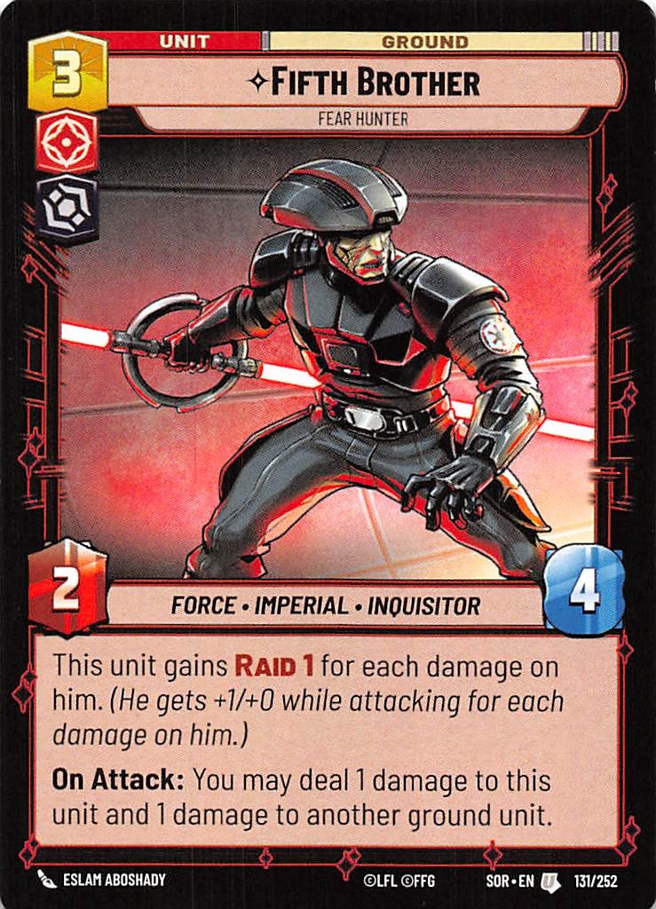 Fifth Brother Fear Hunter 131/252 Spark of Rebellion Star Wars Unlimited 002372