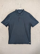 Vuori Strato Tech Polo Shirt Men's Large Blue Green Heather Performance Stretch