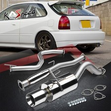 For 96-00 Honda Civic 3dr Ej6ek9 4 Rolled Tip Muffler Catback Exhaust System For 96-00 Honda Civic 3dr Ej6ek9 4 Rolled Tip Muffler Catback Exhaust System