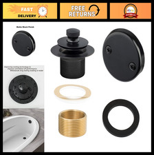 Matte Black Lift  Turn Tub Trim Set, 2-Hole Overflow Faceplate, No Putty Kit