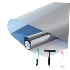  One-Way Window Privacy Film with Free Installation 17.5Inch×78.7Inch Blue