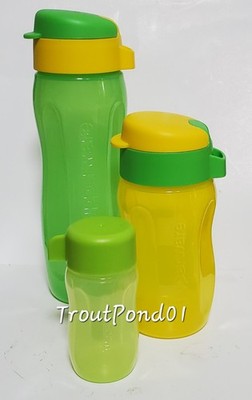 TUPPERWARE Eco Bottle 16 oz  10.5 Flip Top Cap Slim 90 mL Set 3 Lemon and Lime