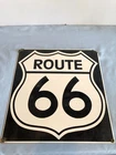 VINTAGE Ande Rooney Porcelain Enameled on Metal ROUTE 66 12" x 11.25" Sign #F74
