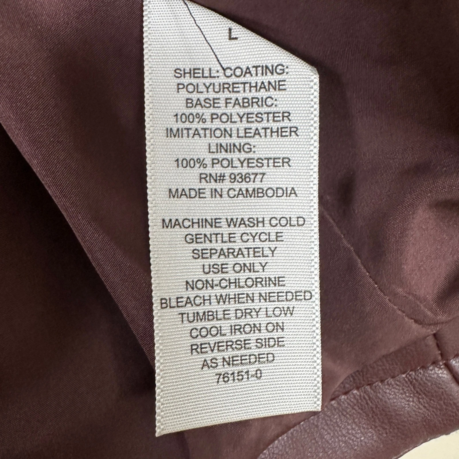 JF J. Ferrar Men's Large Jacket Burgundy Faux Leather Full Zip NEW image 7