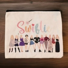 Taylor  I  m A Swiftie  Makeup Cosmetic Pencil Bag Pouch Cream Zipper 8" X 9"