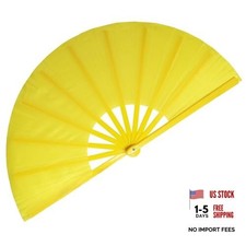 13inch Large Folding Hand Rave Fan,Clack Handheld Popping Fan Clacking Yellow