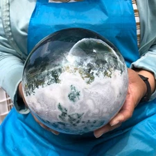 10.71LB Natural aquatic plant agate crystal ball, water grass moss agate ball