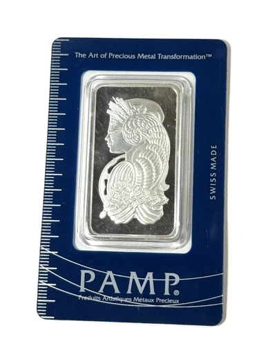 PAMP Suisse Swiss 1oz .999 Fine Silver Bullion Bar Lady Fortuna in Assay Card