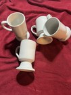 Set of 4 Plain White Chunky Ironstone Pedestal Cups.  Made in USA. — photo 1