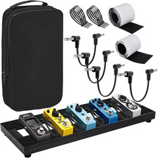 Mini Guitar Pedal Board 15x5.7 Aluminum With Carry Bag 4x 6in Cables