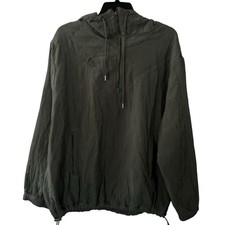 American Eagle Women Sweatshirt Cropped Hoodie Pockets Army Green Sz S Loose Fit