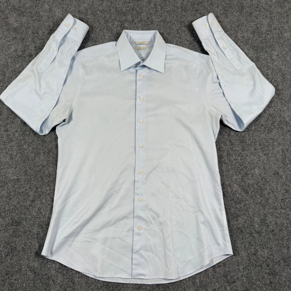 Suitsupply Dress Shirt 16.5/42 Light Blue Traveller Slim Fit Cotton Flaw Men's - Image 2 of 4