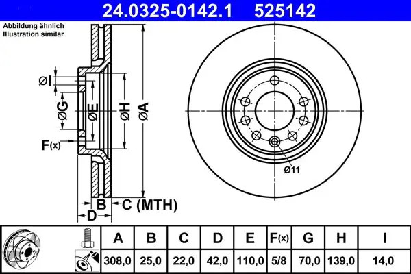 2x Disco freno ventilato 24.0325-0142.1 ATE per SAAB OPEL - Immagine 2