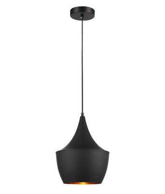 KAVIAR: Schwarze abgewinkelte Pendelleuchte in Glockenform