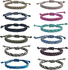 12 Pcs Braided Friendship Bracelets for Teen Girls Assorted Colors Paracord Brac