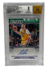 Luka Dončić - 2024-25 Veteran Ticket Lakers-  Int’l Green-  Auto /5 -  BGS 8/10