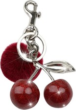 Cherry Keychain for Women Resin Silver Cherry Charm for Purse Bag Cute Handbag A