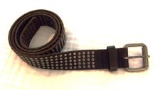 BLACK Leather BELT Silver STUDS Punk Rock Womens M EXC 